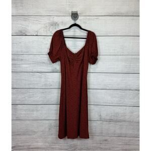 Madewell Rust Red Midi Dress with Puff Sleeves